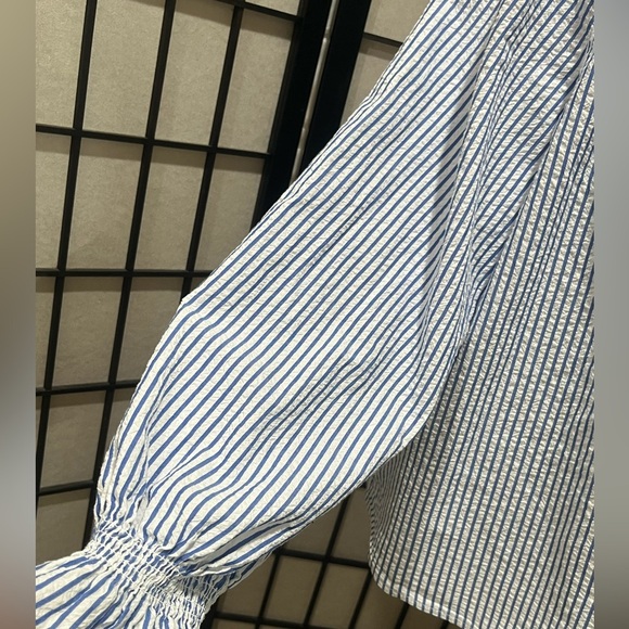 GAP Classic Blue and White Striped PEASANT BLOUSE, WOMEN SIZE XL - Picture 7 of 11